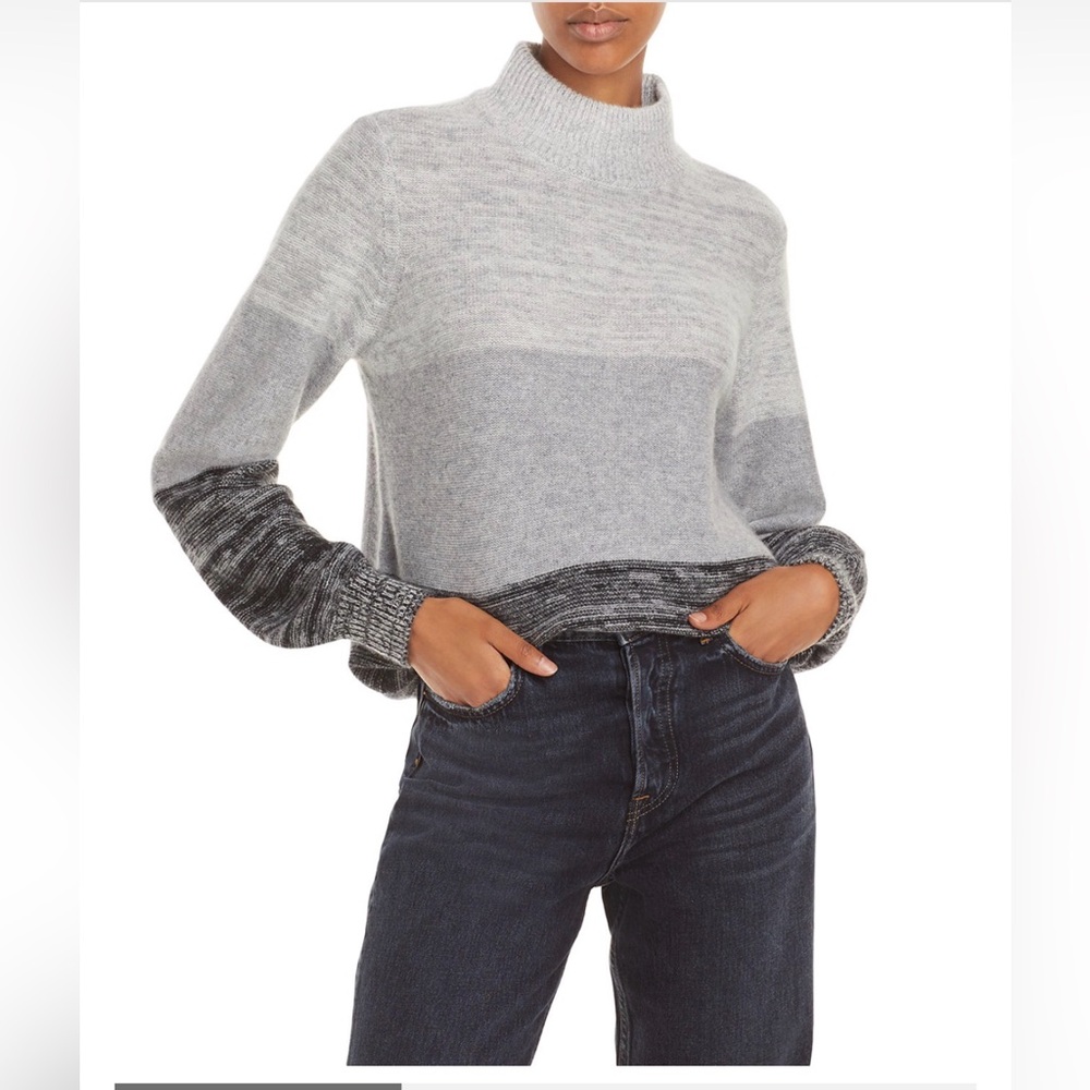 C by Bloomingdale's 100% Cashmere‎ Gray Gradient Ombré Sweater